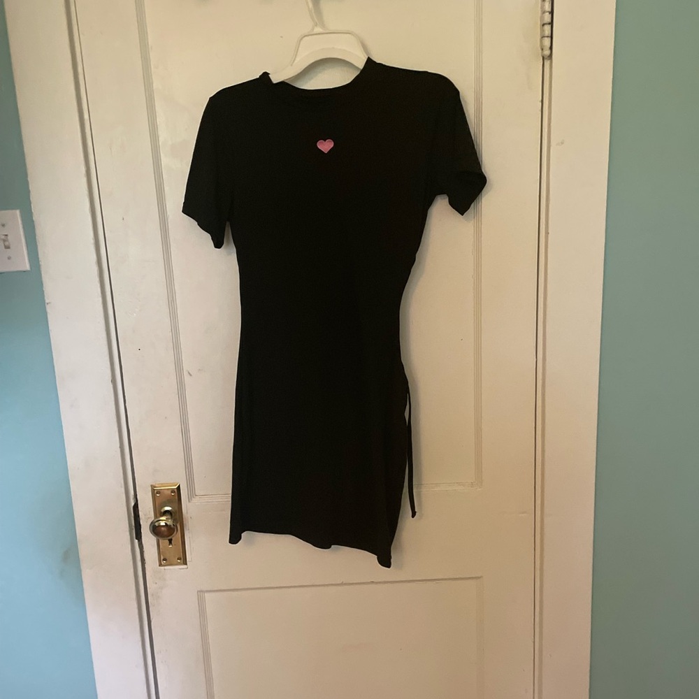 Black Dress with Pink Heart Detail
